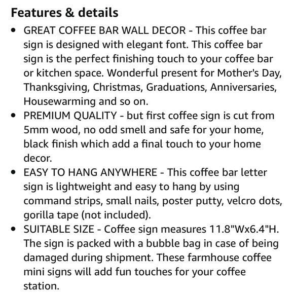 But First Coffee Gold Wall Words Sign Decor - Picture 9 of 9